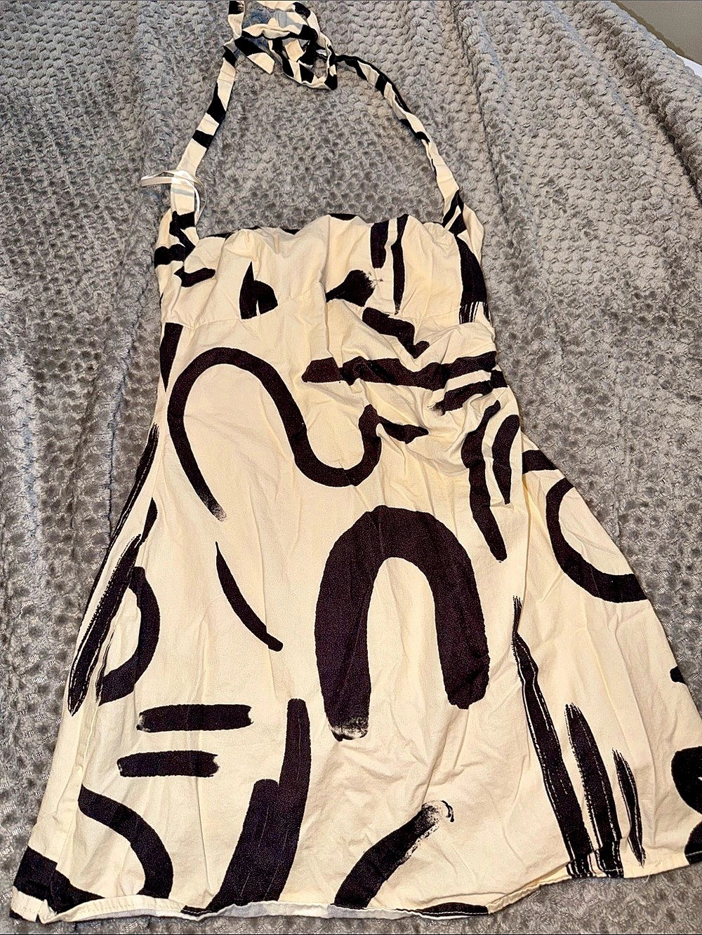 Runaway Abstract Mini Dress in White & Black
